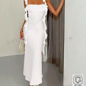 long sating flow strap dress! bridam dress!!!